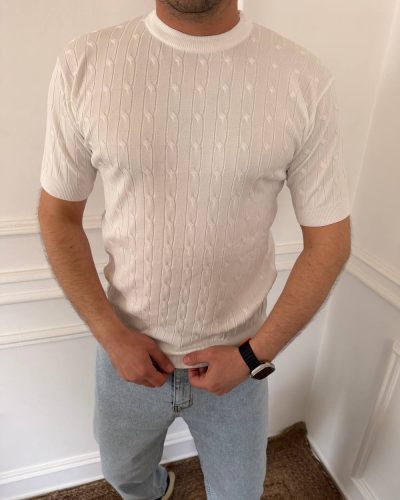 Футболка чоловіча вʼязана (білий)