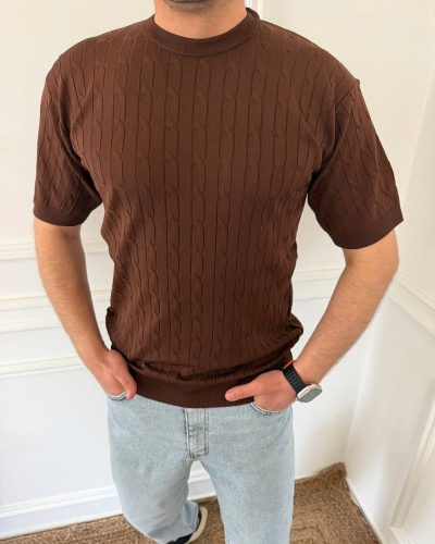 Футболка чоловіча вʼязана (коричневий)