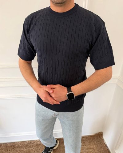 Футболка чоловіча вʼязана (синій)