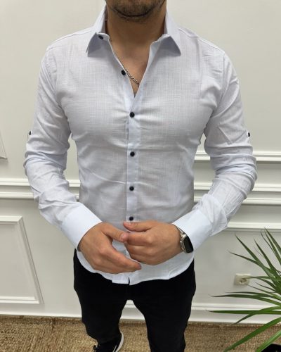 Сорочка чоловіча батал льон на гудзиках