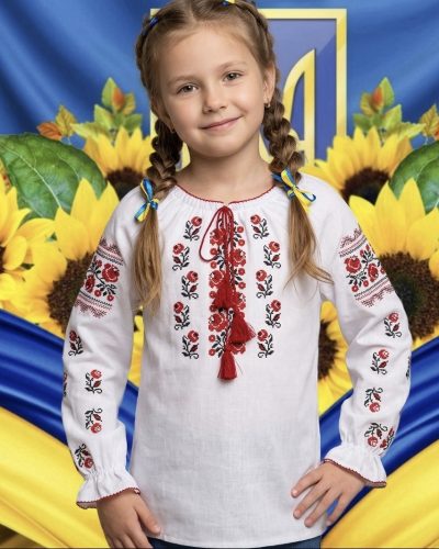 Блузка на дівчинку тканина Поплін розміри 122 128 134 140 146